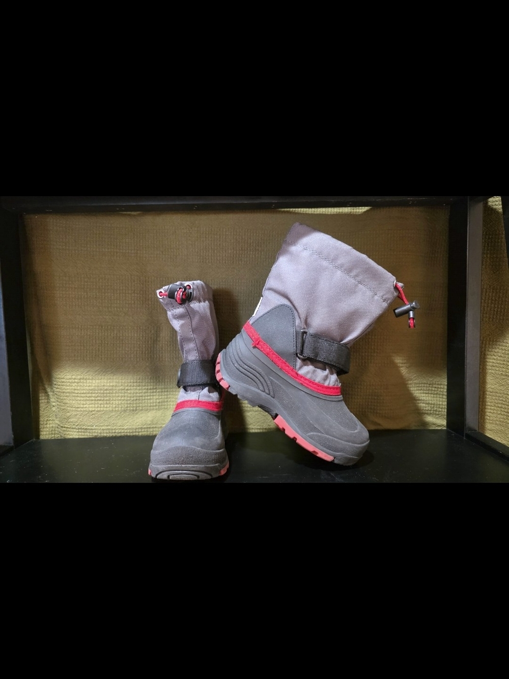 Kamik Kids Waterproof Winter Boots - Gray with Red Accent